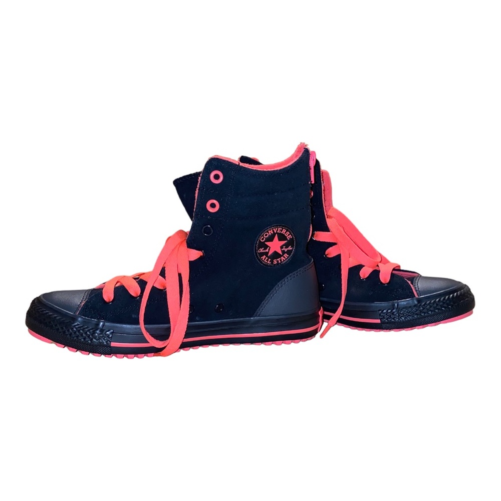 NWOT Converse All Star Chuck Taylor Neon Pink & Black High Top with Heel Zippers